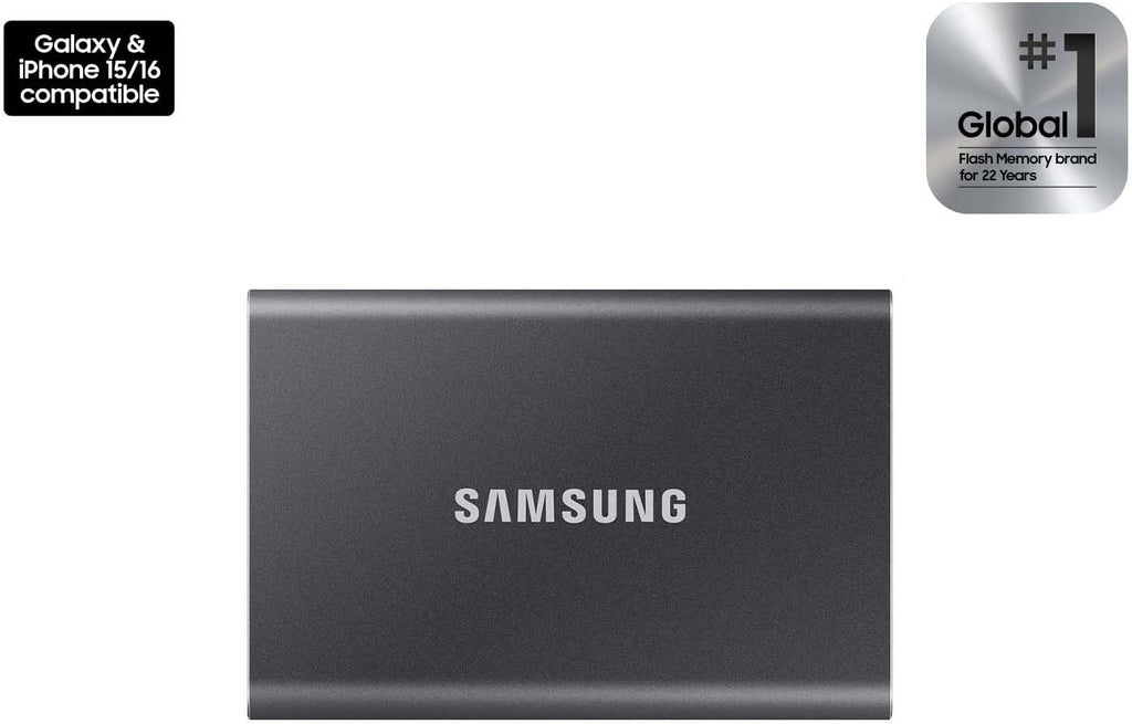 Samsung T7 Portable SSD, 2TB External Solid State Drive, Speeds Up to 1,050MB/s, USB 3.2 Gen 2, Reliable