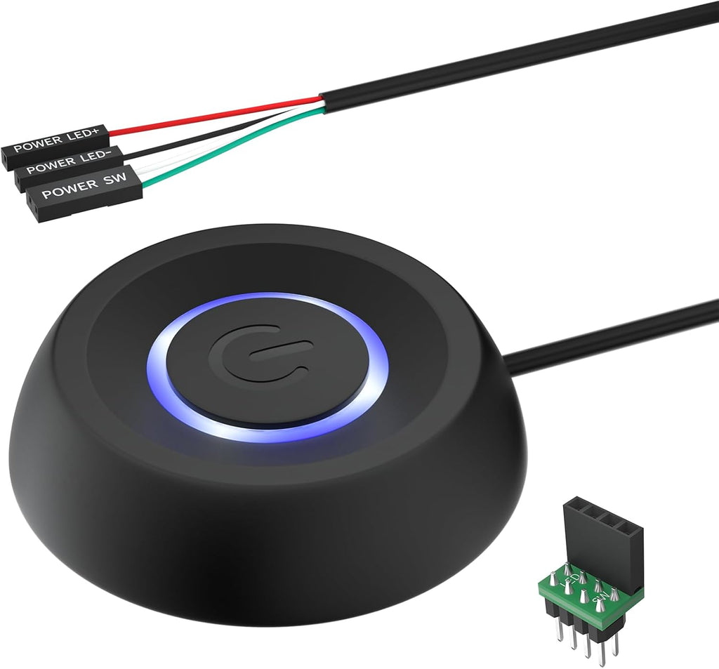 PC Power Button, Desktop Power Button PC External Power Switch ON Off LED PC Power Supply Button SW Extension
