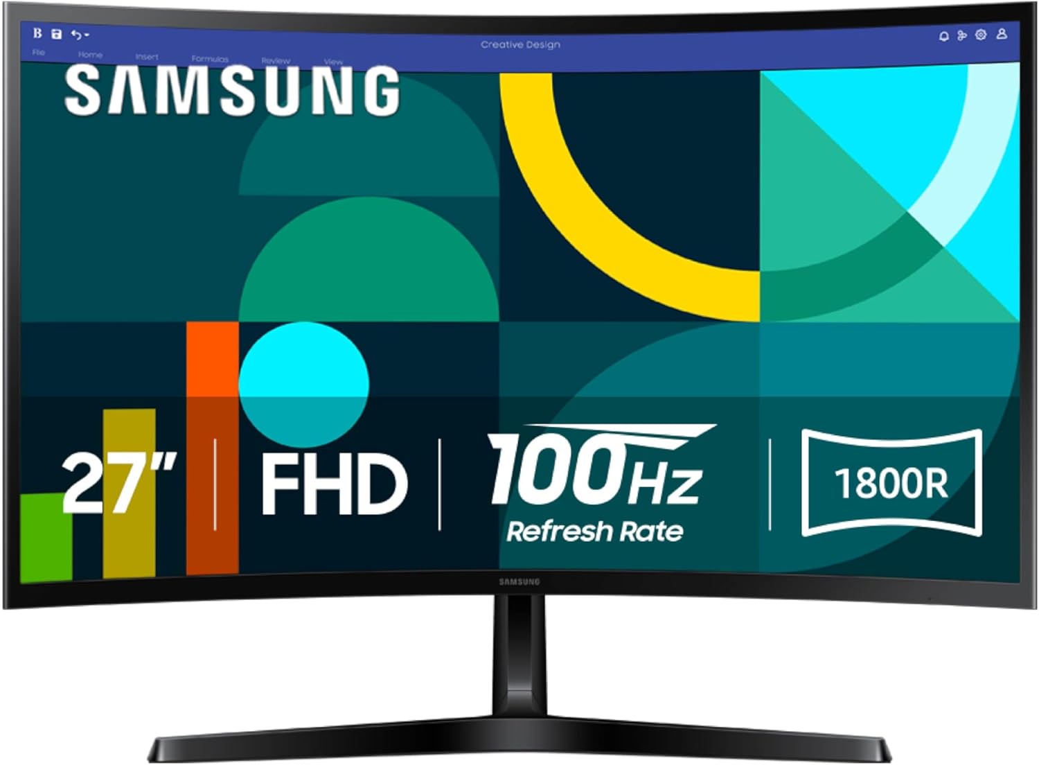 Samsung 27" Essential S3 (S36GD) Series FHD 1800R Curved Computer Monitor, 100Hz, Game Mode, Advanced Eye