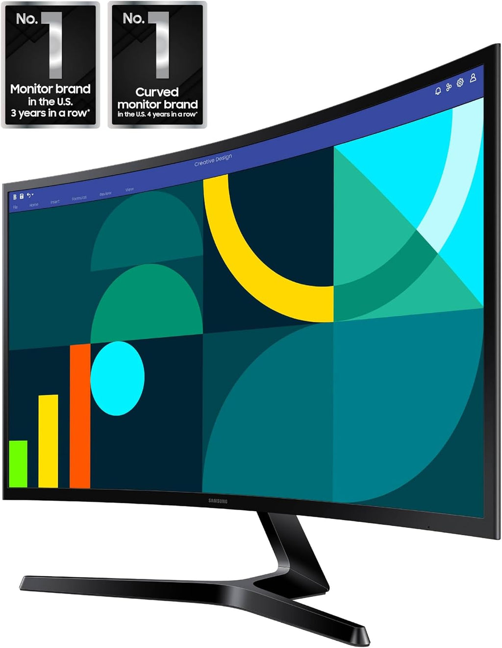 Samsung 27" Essential S3 (S36GD) Series FHD 1800R Curved Computer Monitor, 100Hz, Game Mode, Advanced Eye