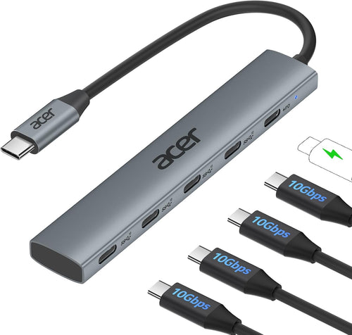 Acer 10 Gbps USB C Hub, USBC Splitter with 4*USB C 3.2 and 100W PD Port, Fast Transfer Type-C Multiport