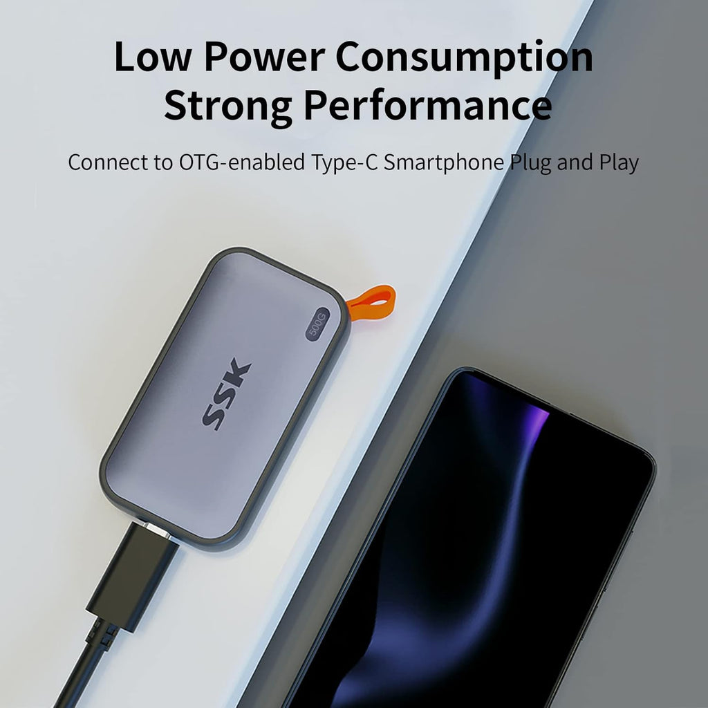 SSK Portable SSD 500GB External Solid State Drives, up to 1050MB/s USB C SSD External Hard Drive USB 3.2 Gen2