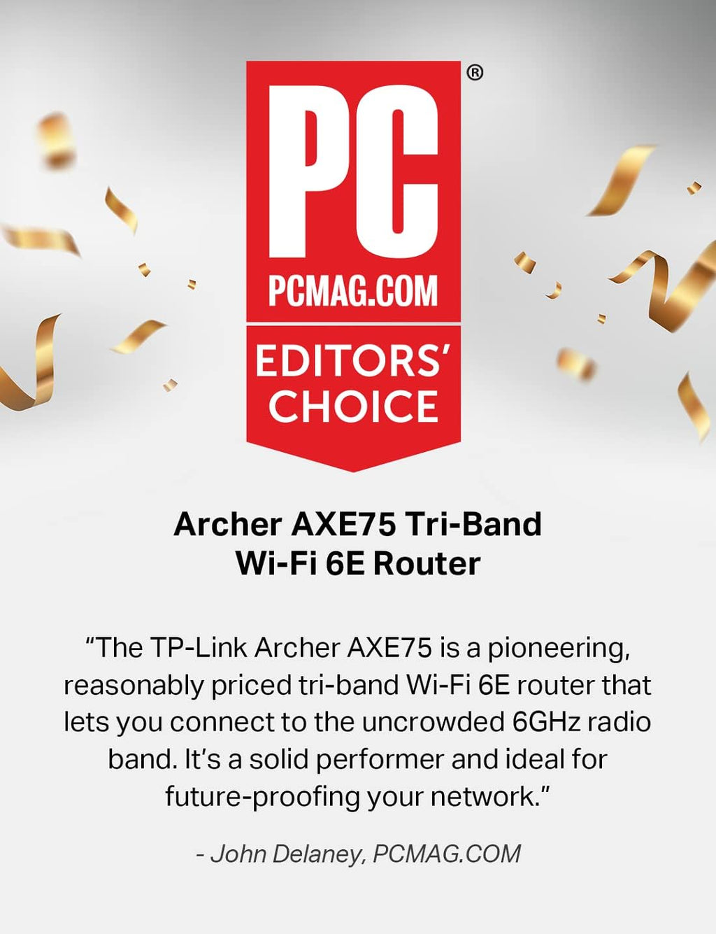 TP-Link AXE5400 Tri-Band WiFi 6E Router (Archer AXE75), 2025 PCMag Editors' Choice, 2.5Gbps WAN Port for