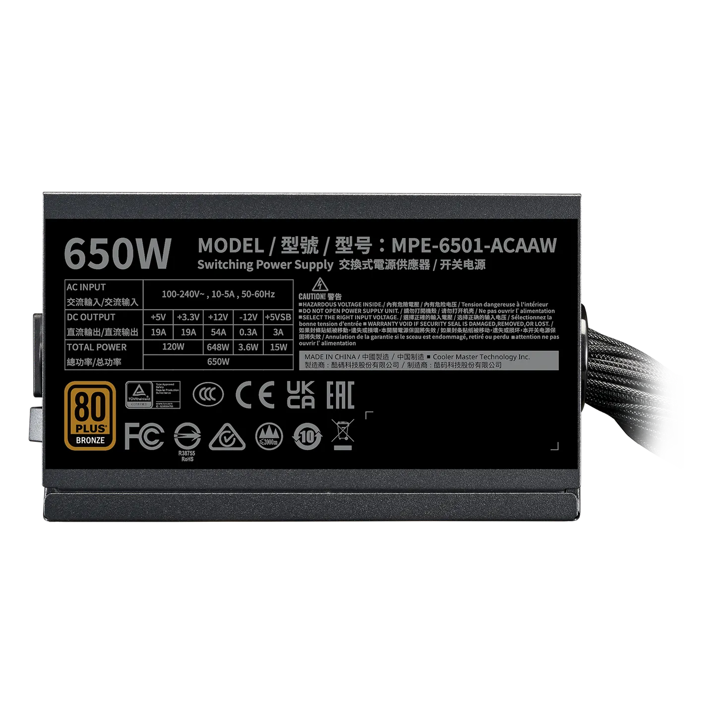 SMPS COOLER MASTER MWE BRONZE 650W V3