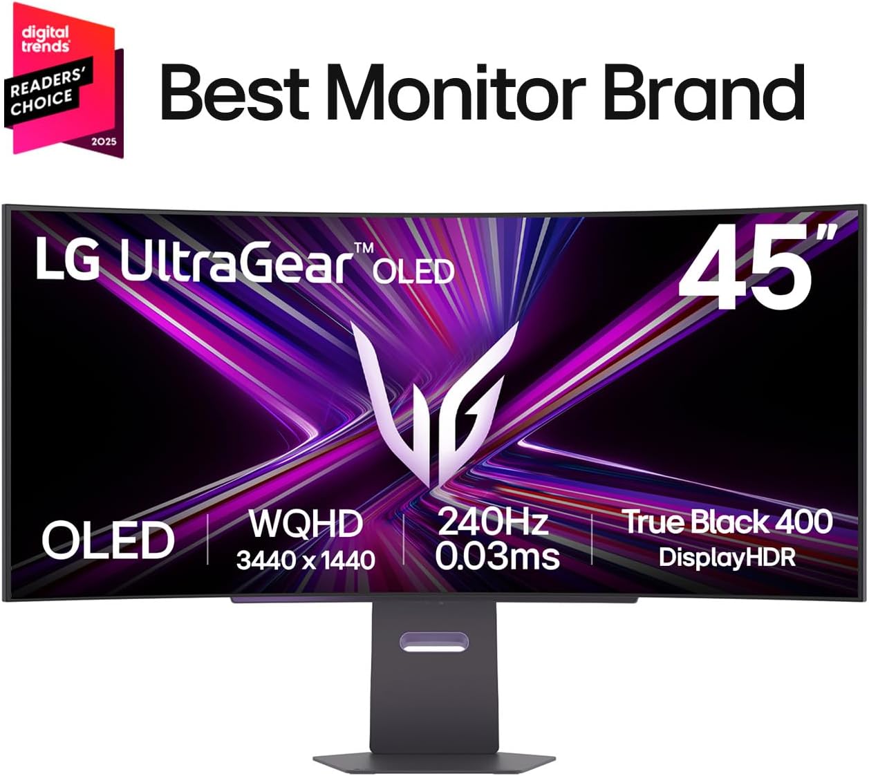 LG 45GX950A-B 45-inch Ultragear 5K2K WUHD (5120 x 2160) OLED Curved Gaming Monitor, Dual-Mode, 165Hz, 0.03ms,