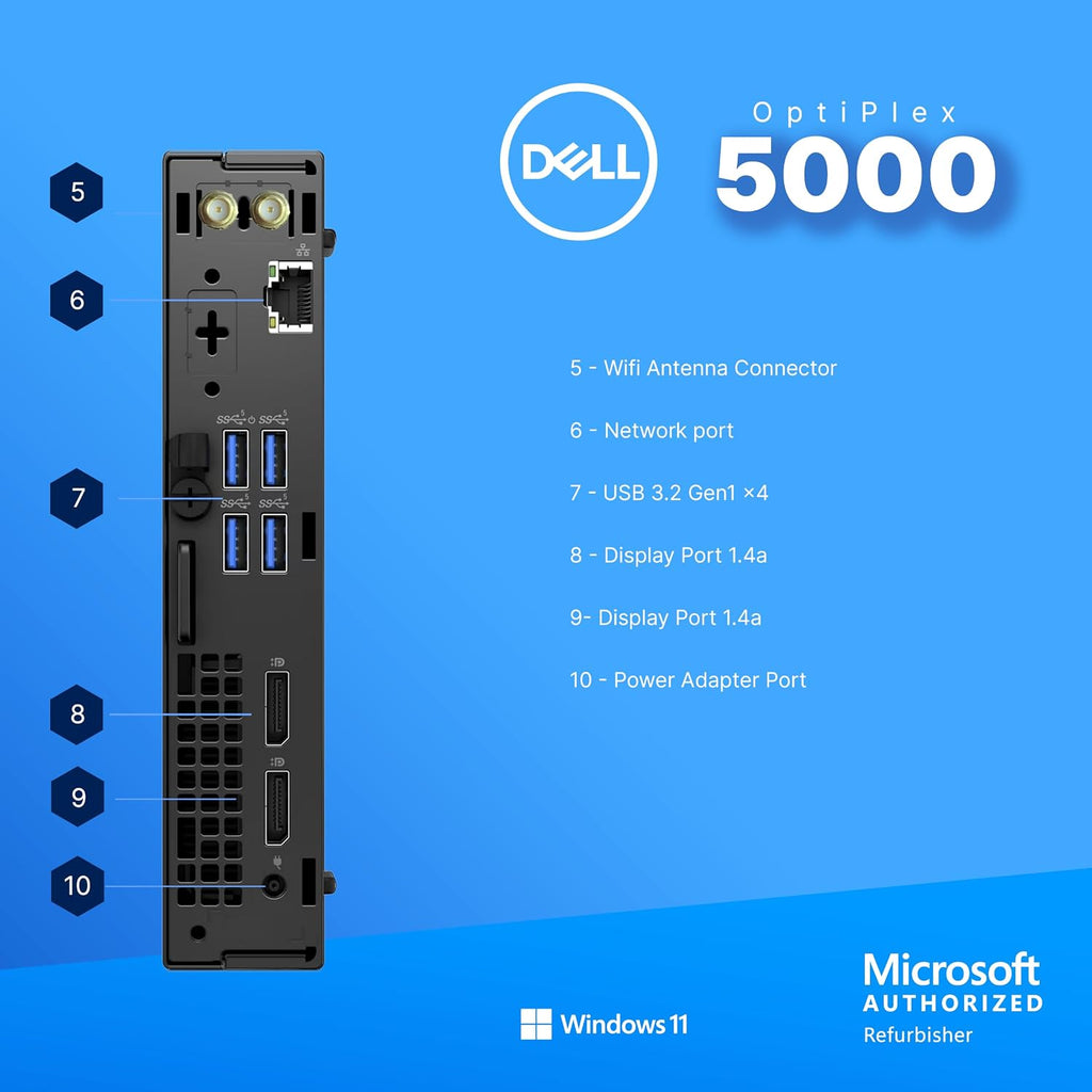 Dell OptiPlex 5000 Desktop Micro PC | Intel i5 12th Gen 6-Core | 16GB RAM | 512GB NVME | Windows 11 Pro |