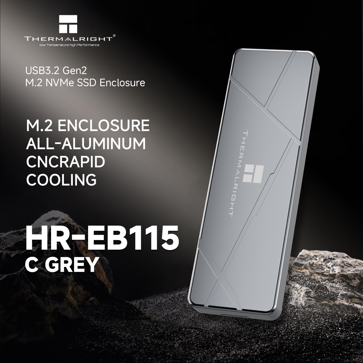 Thermalright HR-EB115 C Grey M.2 External Enclosure-NVMe Protocol, Aluminum Alloy housing, 10Gbps C-to-C