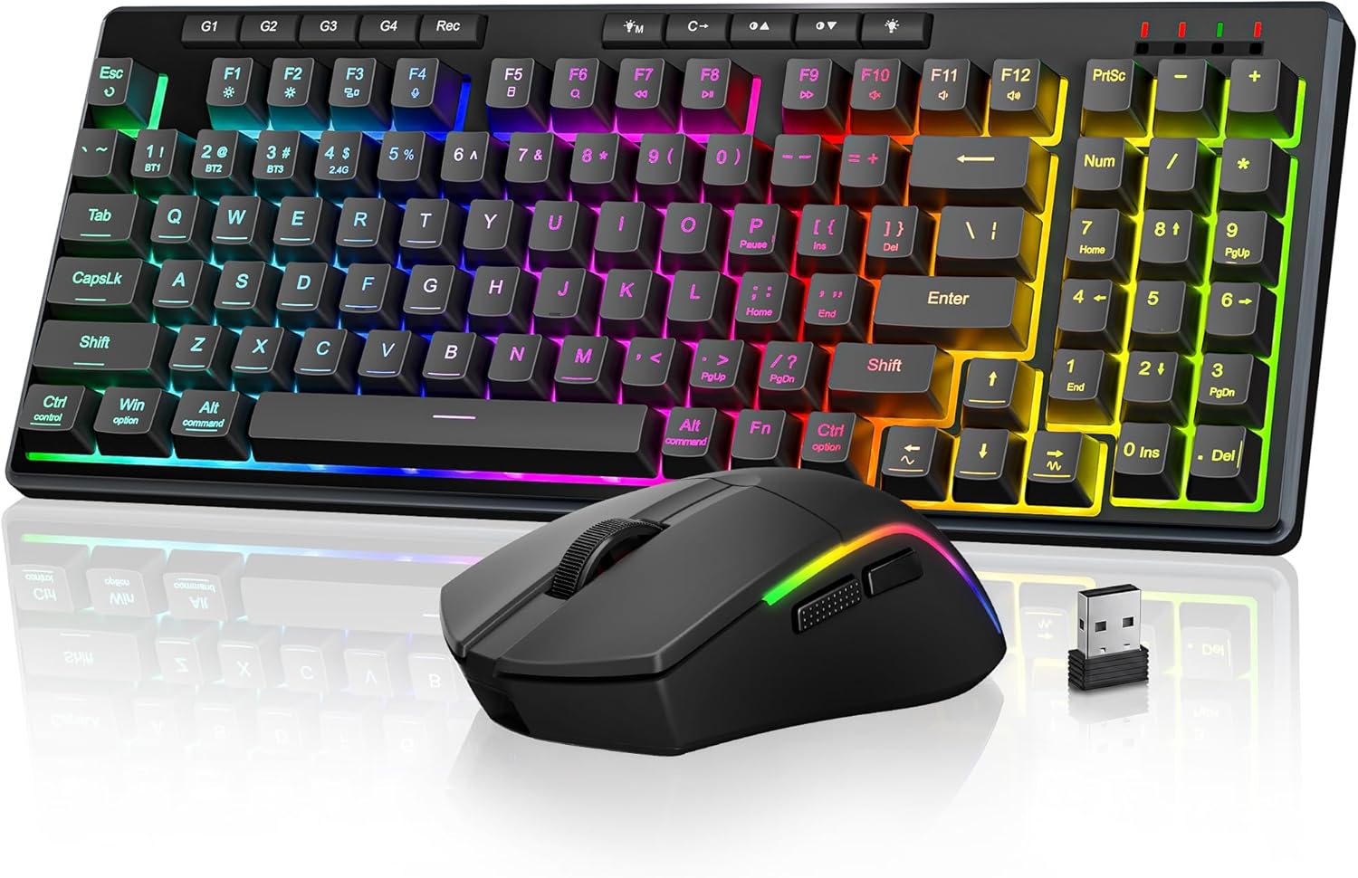 Redragon S156 Wireless Keyboard and Mouse with Tri-Mode, Mechanical Feel Keyboard and 4800 DPI 61G