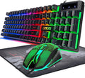 Keyboard and Mouse Gaming LED Wired Combo with Emitting Character Keyboard 4800DPI 2 Side Button USB Mouse