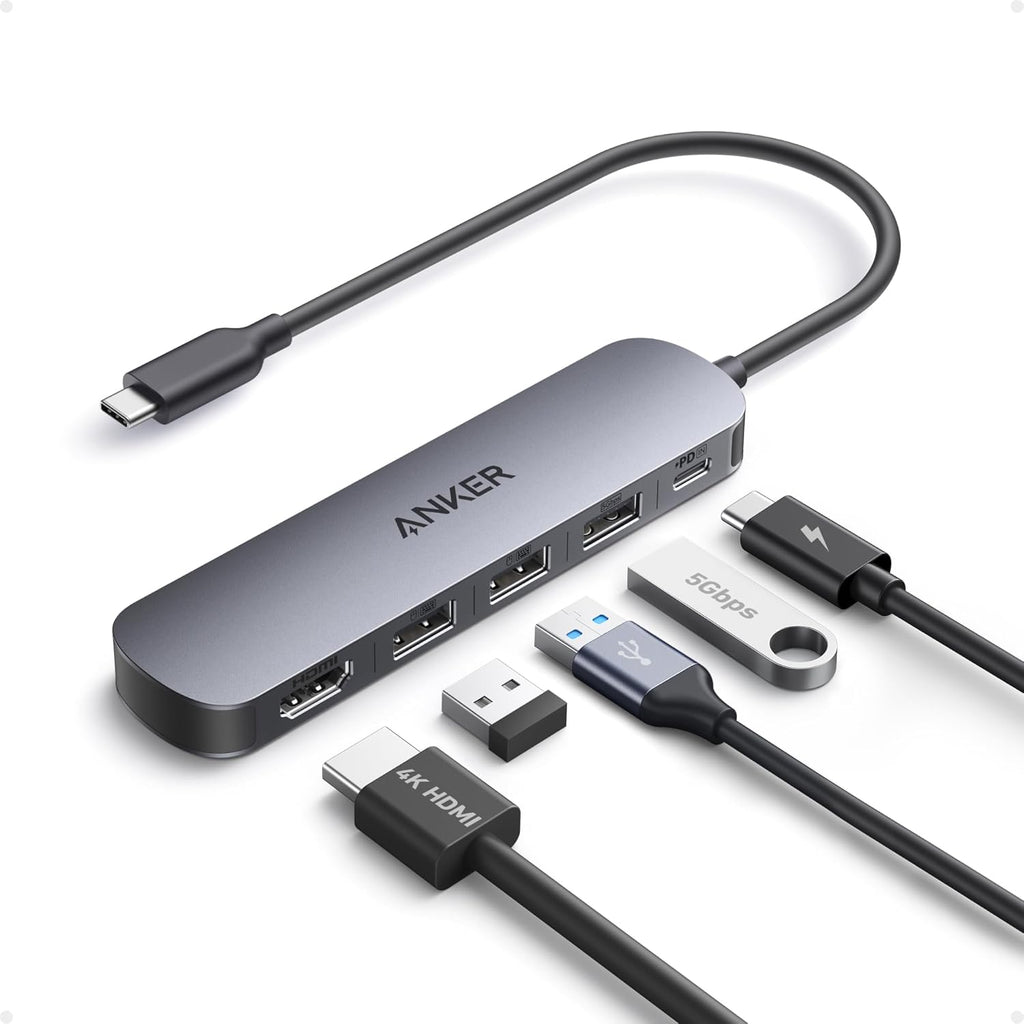 Anker USB C Hub 5-in-1 USB Hub for Laptops, 4K HDMI USB-C Multiport Adapter | 90W Max Power Delivery, 3 USB A