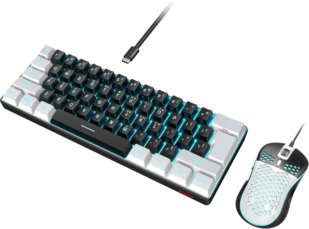 RedThunder 60% Gaming Keyboard and Mouse Combo, Ultra-Compact 61-Key RGB Backlit Mini Keyboard, Lightweight