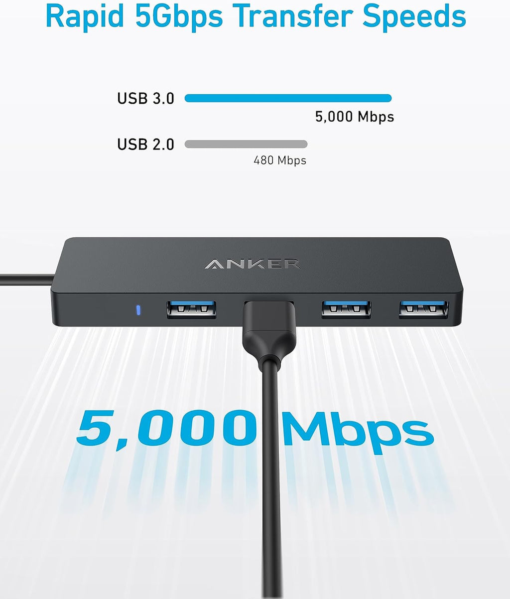 Anker USB C Hub 4 Ports, Multiple USB 3.0 Hub with 5Gbps Data Transfer, Extender for Type C Port Laptop, PC,