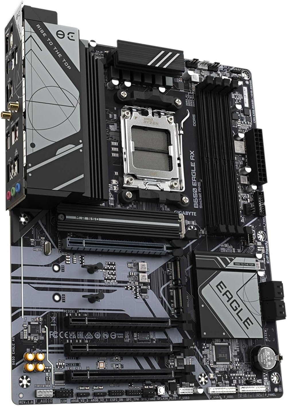 GIGABYTE B650 Eagle AX AM5 LGA 1718 ATX Motherboard, DDR5, Triple M.2 Slots (1x PCIe 5.0, 2X PCIe 4.0), USB