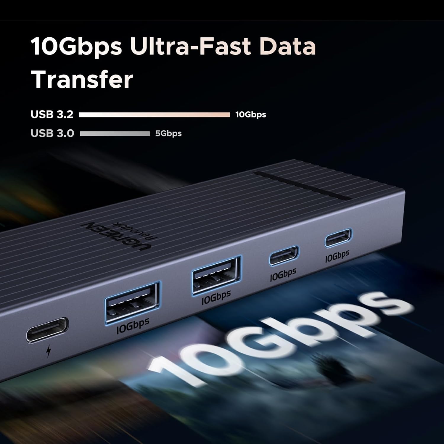 UGREEN Revodok Pro USB-C Hub 6 in 1 10Gbps 4K 60Hz HDMI, 100W Power Delivery for MacBook Neo/Pro/Air, iPad