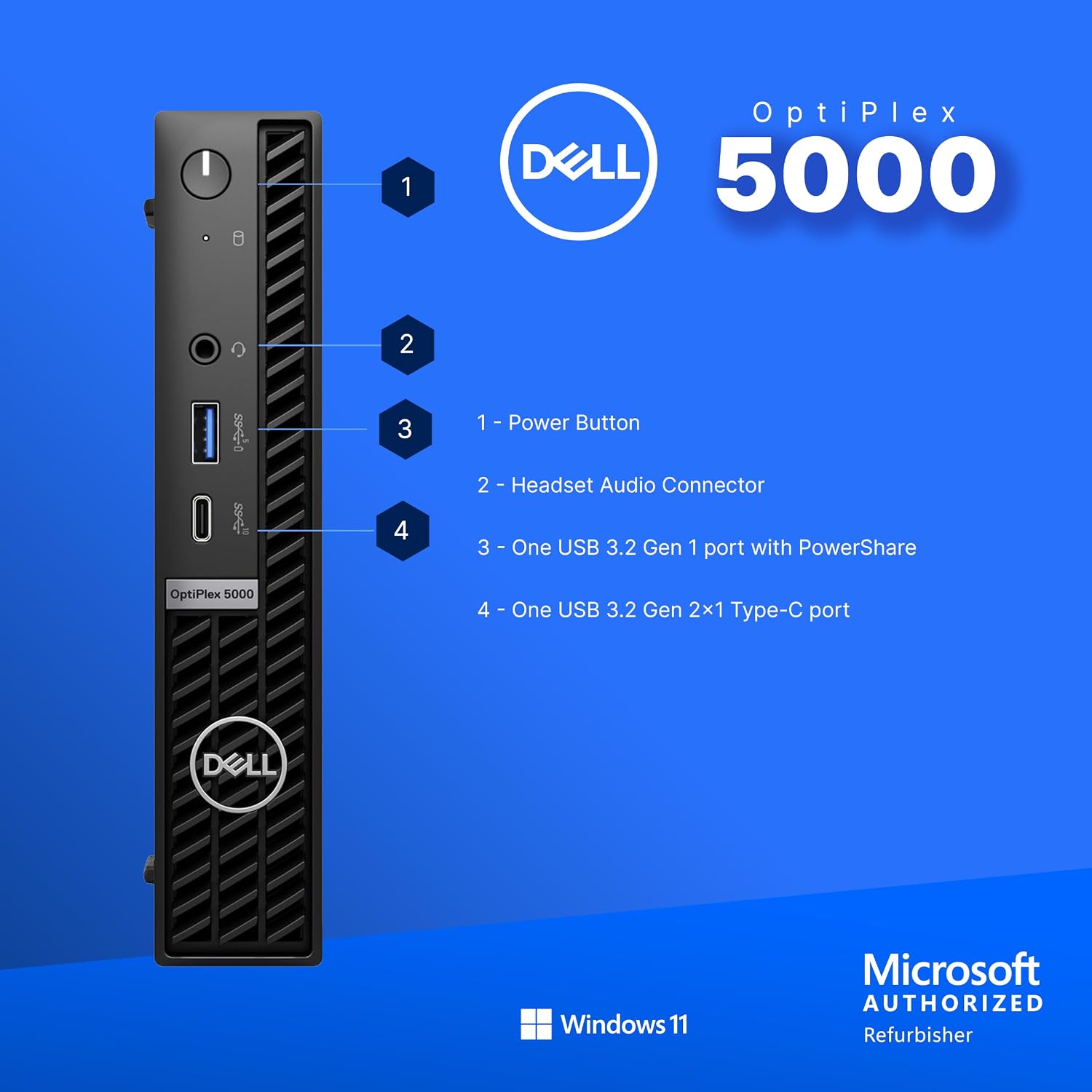 Dell OptiPlex 5000 Desktop Micro PC | Intel i5 12th Gen 6-Core | 16GB RAM | 512GB NVME | Windows 11 Pro |