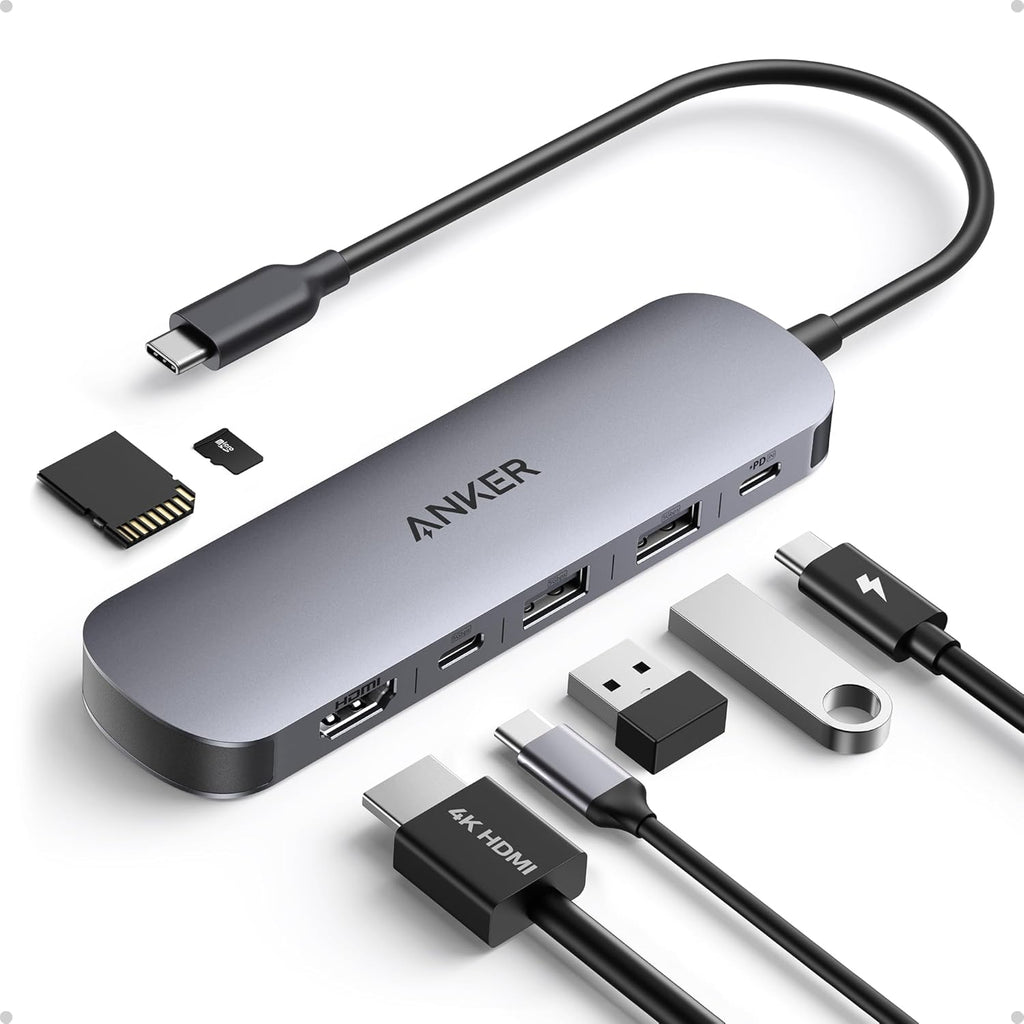Anker USB C Hub, 7in1 Multi-Port USB Adapter for Laptop/Mac, 4K@60Hz USB C to HDMI Splitter, 85W Max PD, 2