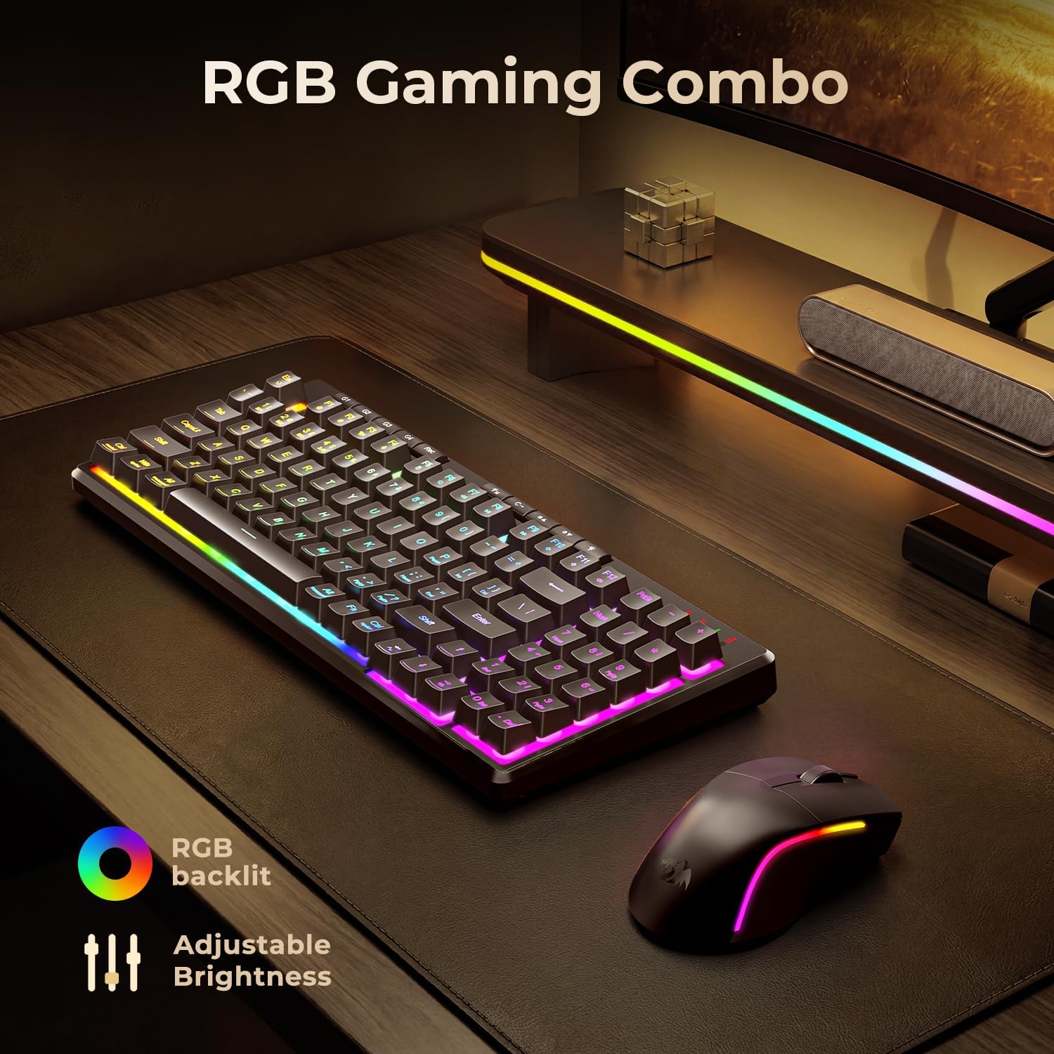 Redragon S156 Wireless Keyboard and Mouse with Tri-Mode, Mechanical Feel Keyboard and 4800 DPI 61G