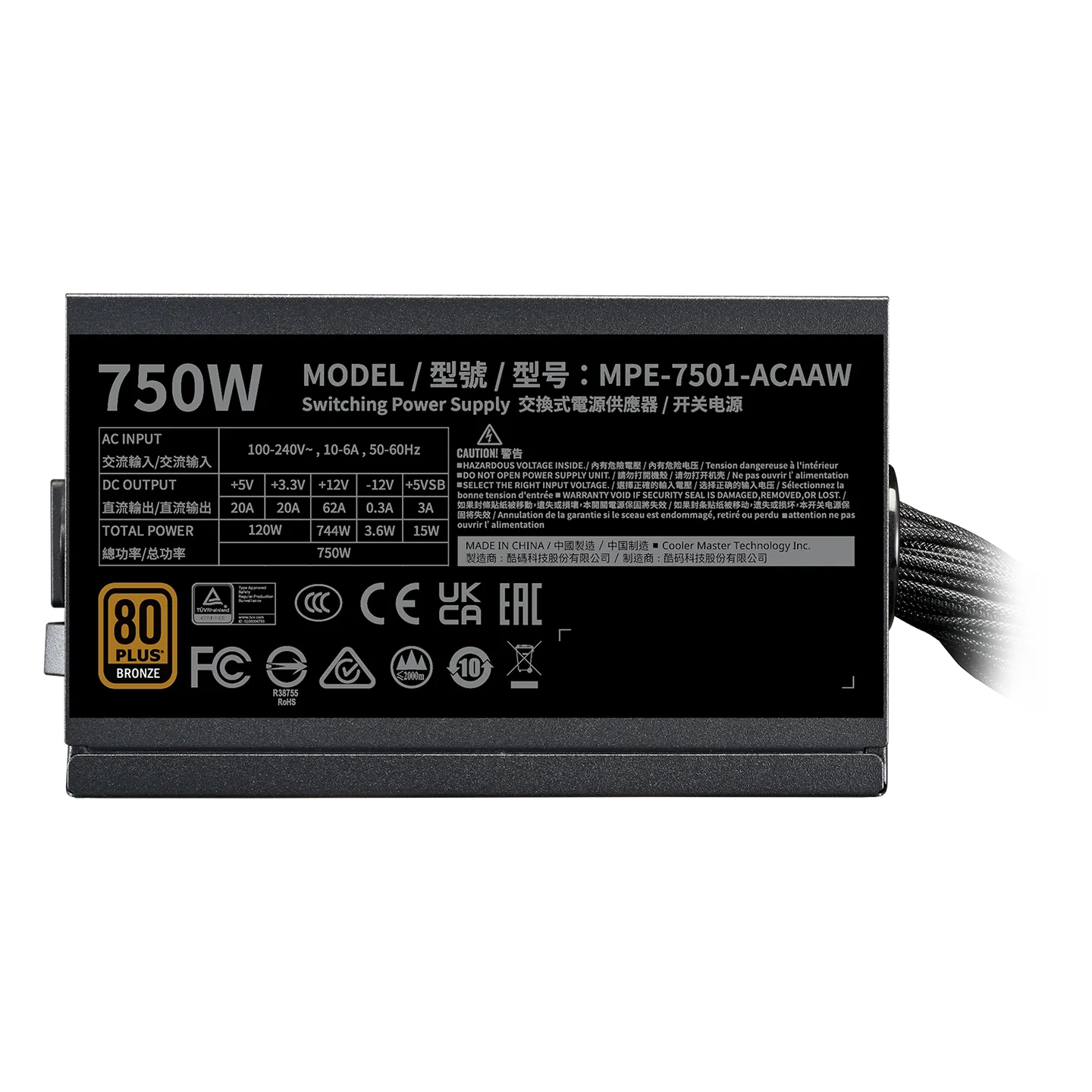 SMPS COOLER MASTER MWE BRONZE 750W V3