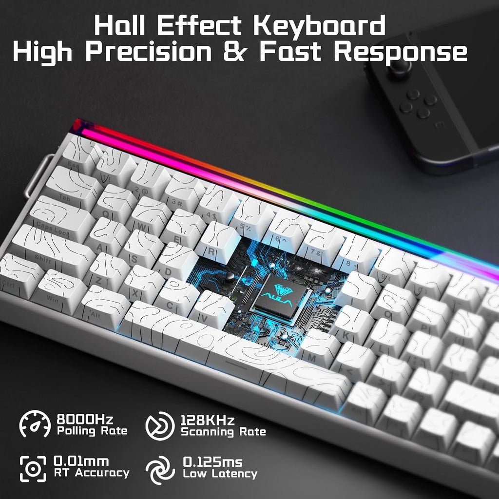 Aula Hero 68 HE Wired Gaming Keyboard, Hall Effect Keyboard with Magnetic Switch, Rapid Trigger Mode, 8KHz