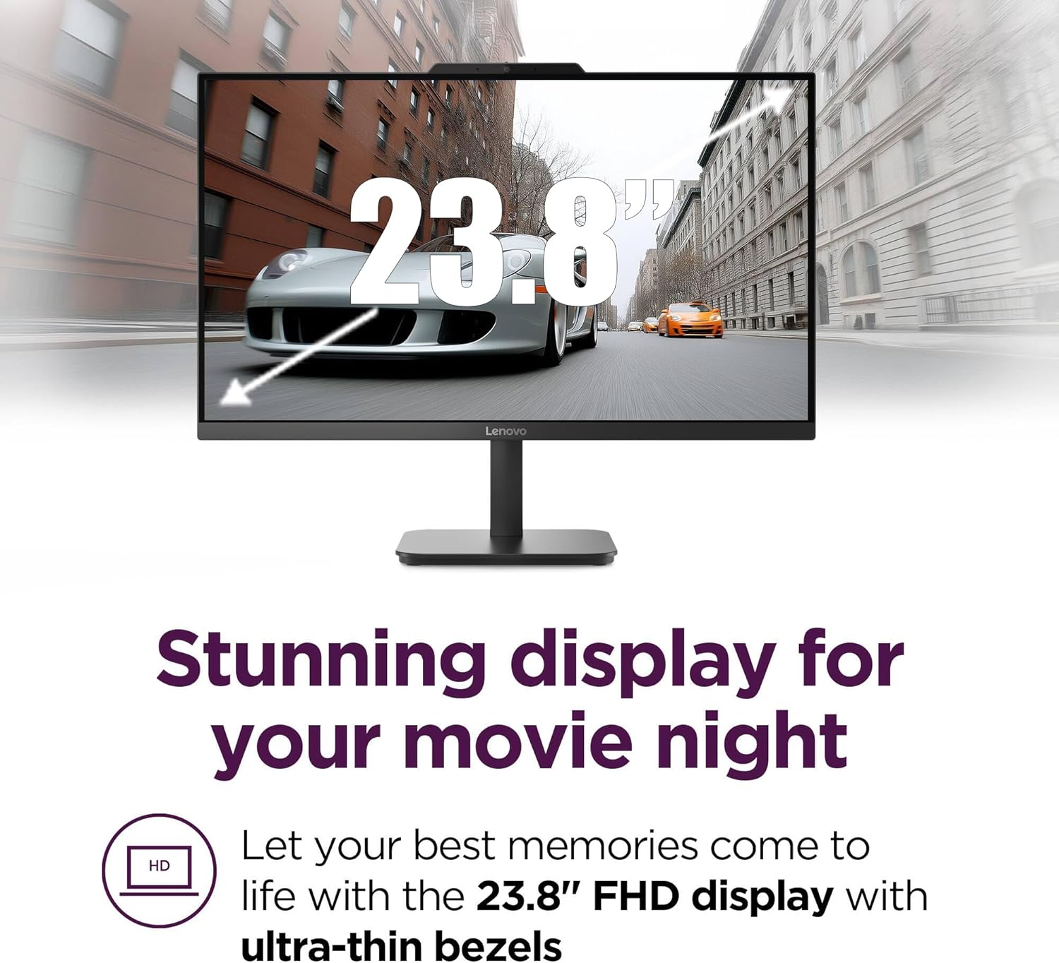 Lenovo IdeaCentre All-in-One Desktop Computer, 24" FHD Anti-Glare IPS Display, 8GB RAM, 512GB PCIe SSD, Intel