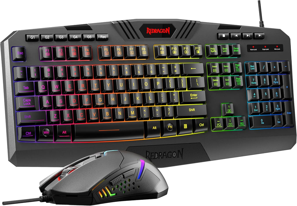 Redragon S101-3 PRO Gaming Keyboard and Mouse, RGB Backlit Programmable Keyboard Mouse with Software,