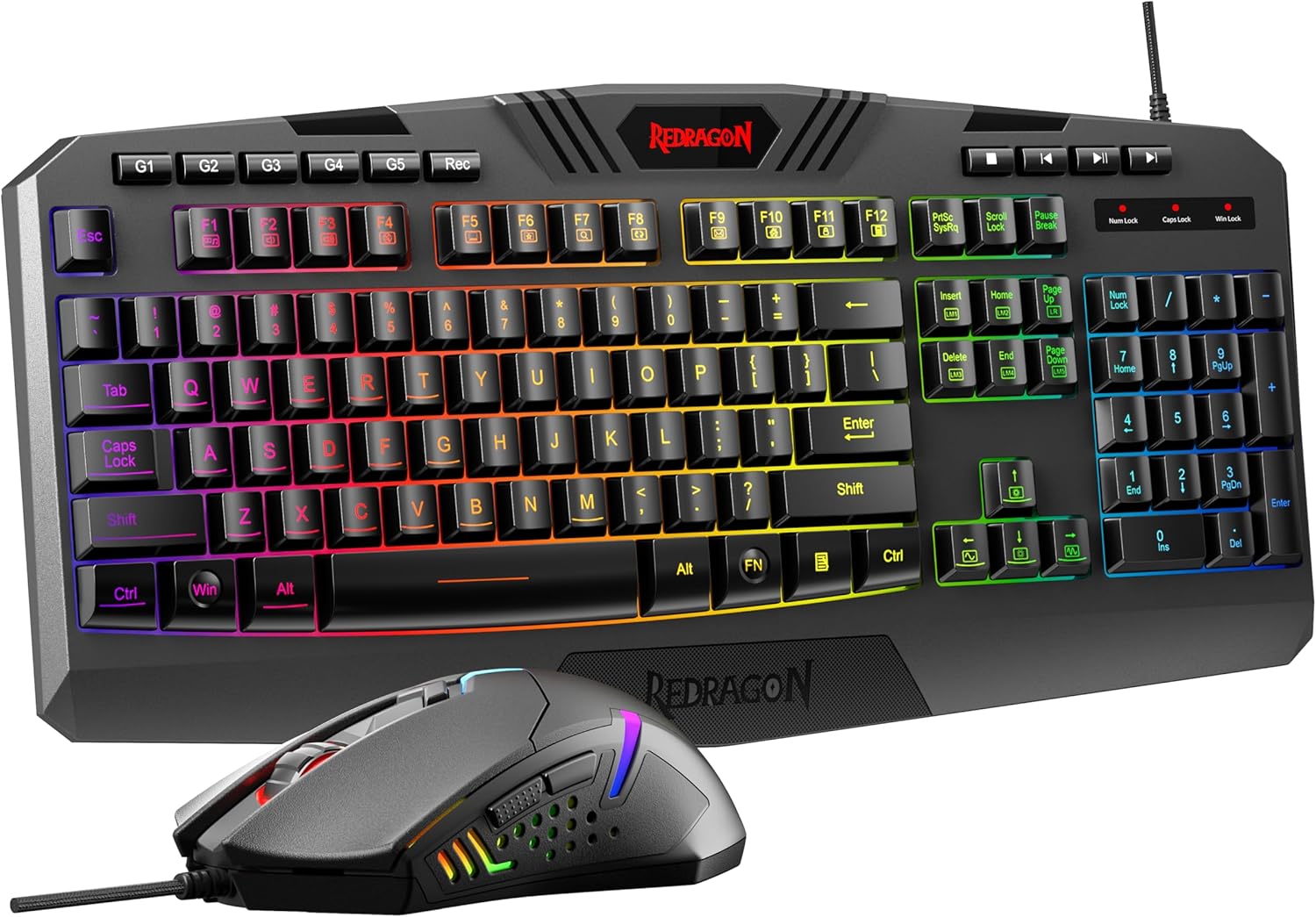 Redragon S101-3 PRO Gaming Keyboard and Mouse, RGB Backlit Programmable Keyboard Mouse with Software,