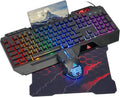 CHONCHOW Gaming Keyboard and Mouse Combo, USB Wired RGB Backlit Anti-Ghosting Silent Keyboard with Ergonomic