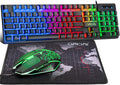 CHONCHOW Gaming Keyboard and Mouse Led Backlit USB Wired with Light Up 104Key 3600DPI 2 Side Button Mouse