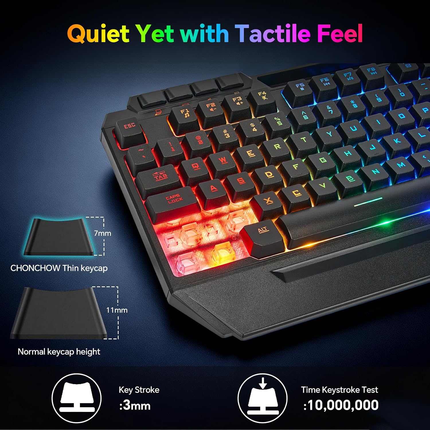 CHONCHOW Gaming Keyboard and Mouse Combo, USB Wired RGB Backlit Anti-Ghosting Silent Keyboard with Ergonomic