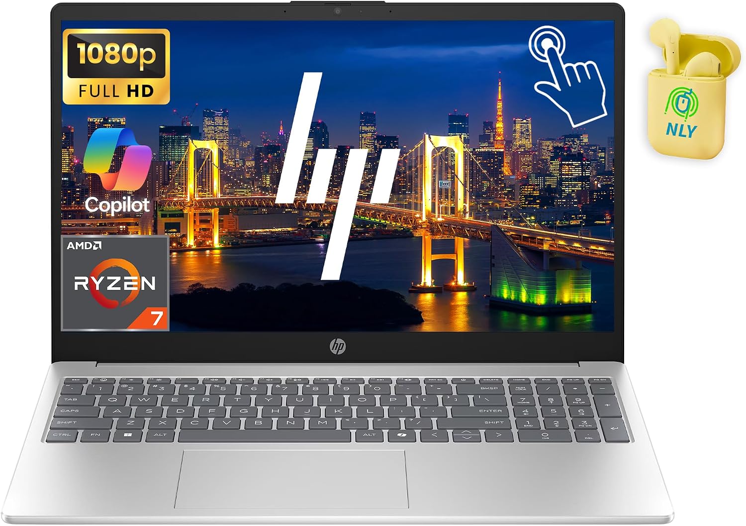 HP Touchscreen 15.6" FHD Business Laptop Computer, 8-core AMD Ryzen 7 Processor, 16GB RAM 256GB SSD, Windows