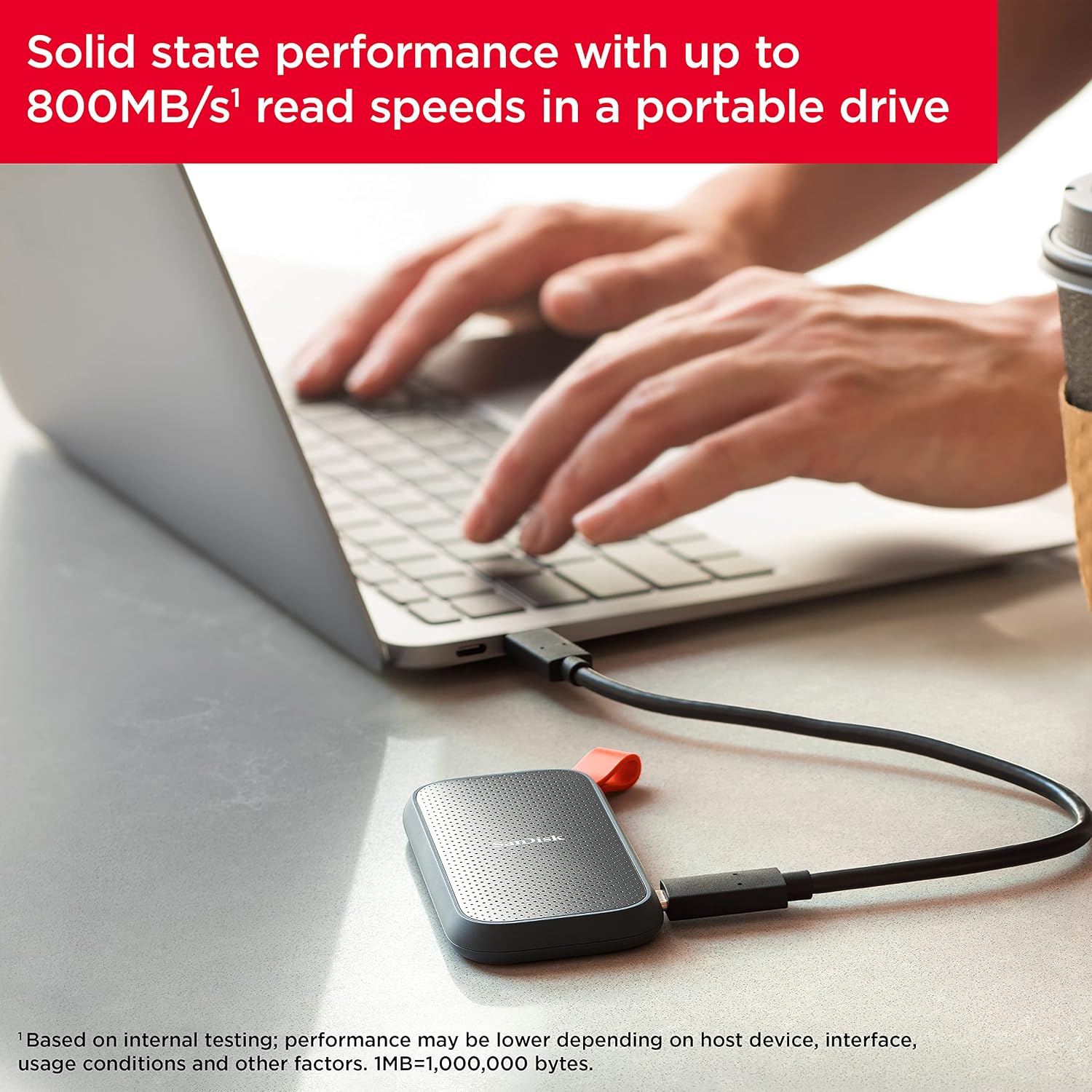 SANDISK 1TB Portable SSD - Up to 800MB/s, USB-C, USB 3.2 Gen 2, Updated Firmware - External Solid State Drive