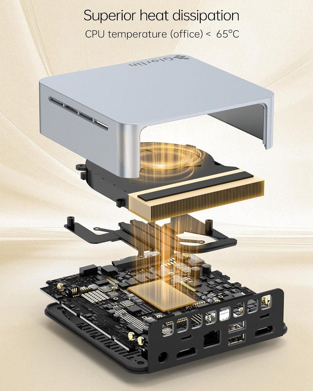 Glorlin Mini PC AMD Ryzen 5 3501U Small Desktop Computer 8GB DDR4 RAM 256GB SSD Storage 4K HD Dual HDMI WiFi